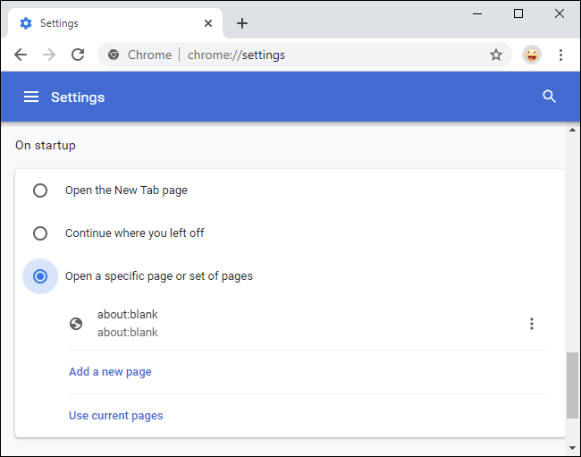 changer le démarrage sur Chrome