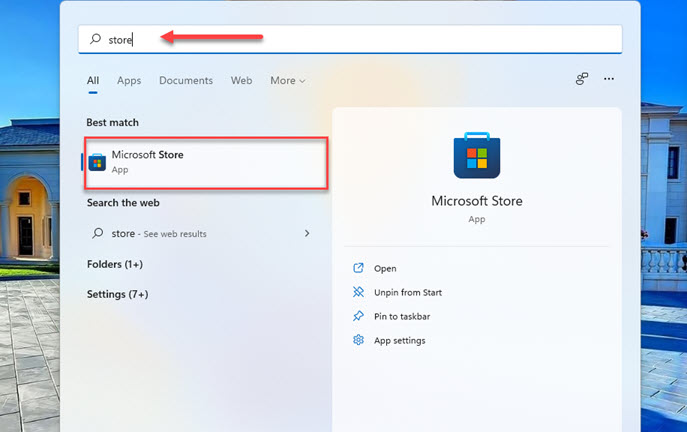 Ouvrez le Microsoft Store