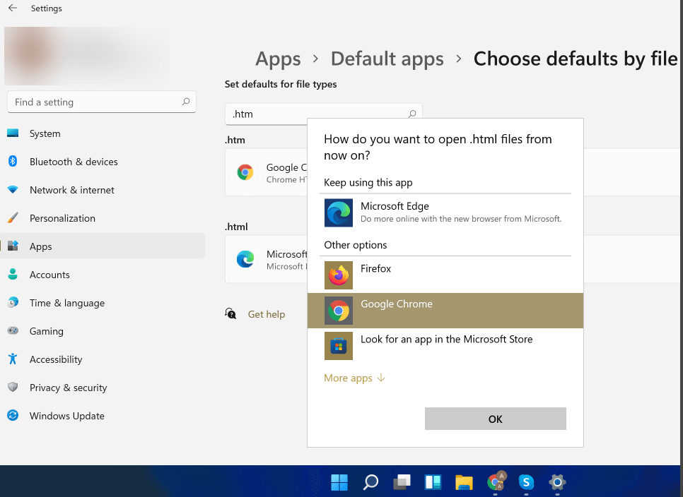 Sélectionnez Microsoft Edge comme navigateur par défaut