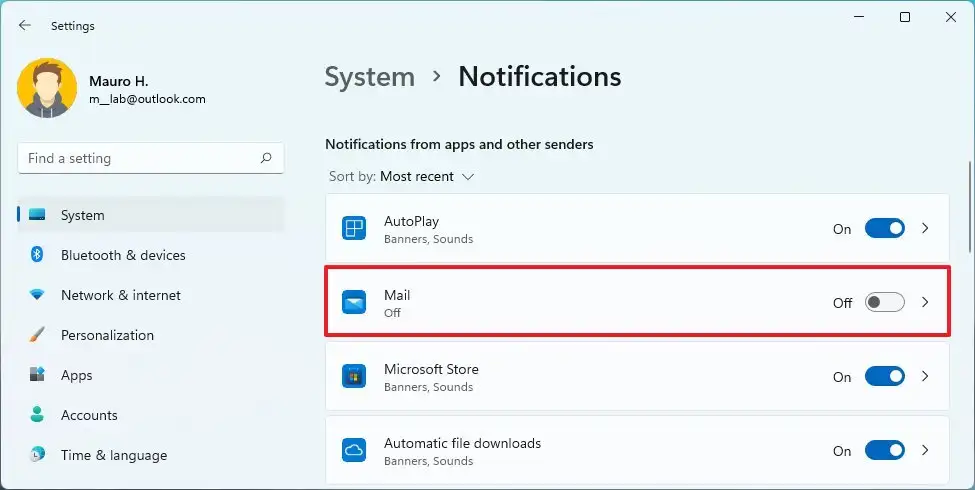 Windows 11 désactiver la notification d'application