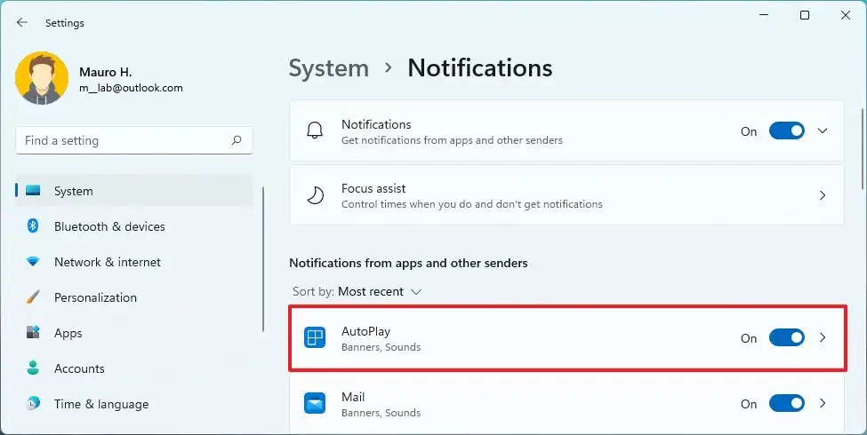 Windows 11 activer la notification d'application