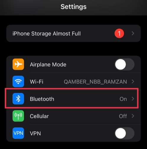 Accédez aux paramètres Bluetooth sur iPhone