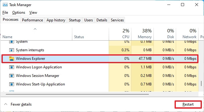 Service d'exploration de redémarrage de Windows 11