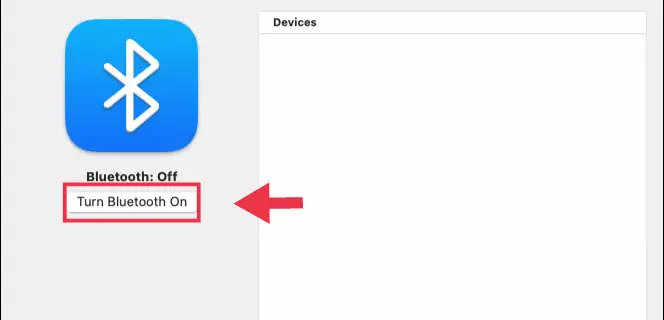 Cliquez sur le bouton Activer Bluetooth pour activer Bluetooth sur Mac