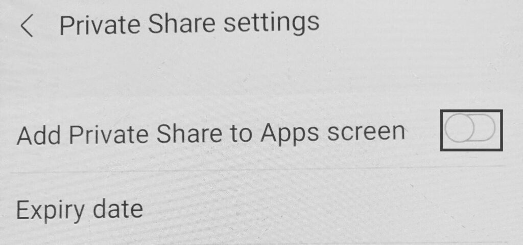 Supprimez le partage privé de votre téléphone Samsung en désactivant le "Ajouter un partage privé à l'écran de l'application"