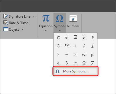 Symboles Microsoft Office