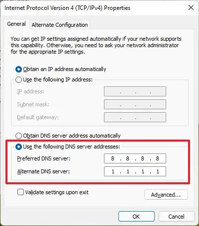 Panneau de configuration changer de serveur DNS