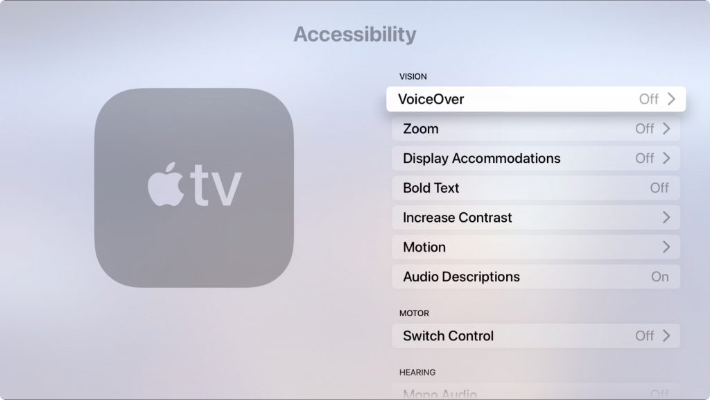 Comment désactiver la voix off sur Apple TV