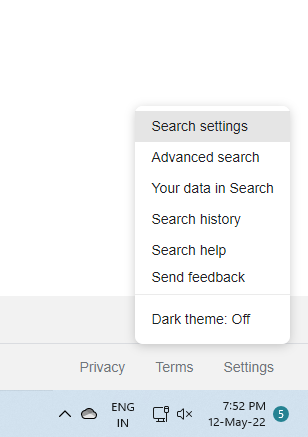 Mode sombre de la recherche Google