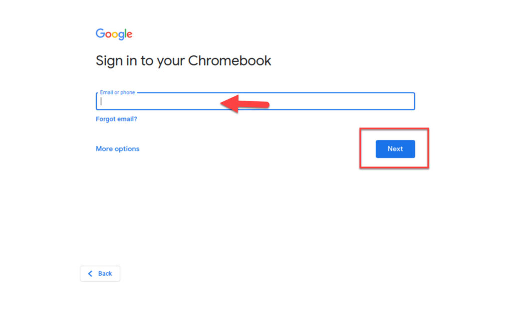 Connectez-vous à votre Chromebook à l'aide des informations d'identification du compte Google