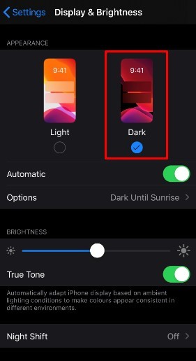 Appliquer le thème sombre sur iPhone