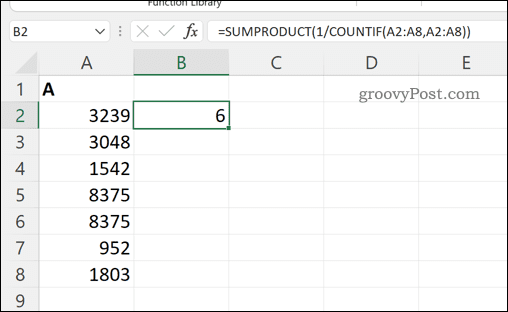 Calcul du nombre total de valeurs uniques dans une plage de cellules dans Excel