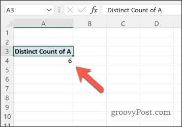 Utilisation d'un tableau croisé dynamique pour calculer le nombre de valeurs uniques dans un ensemble de données Excel