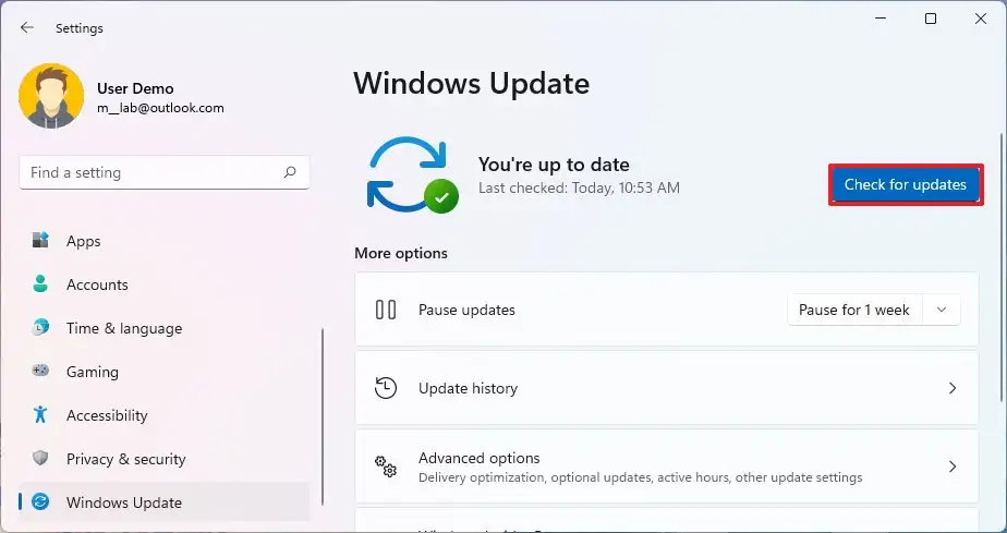 Windows 11 vérifie les mises à jour