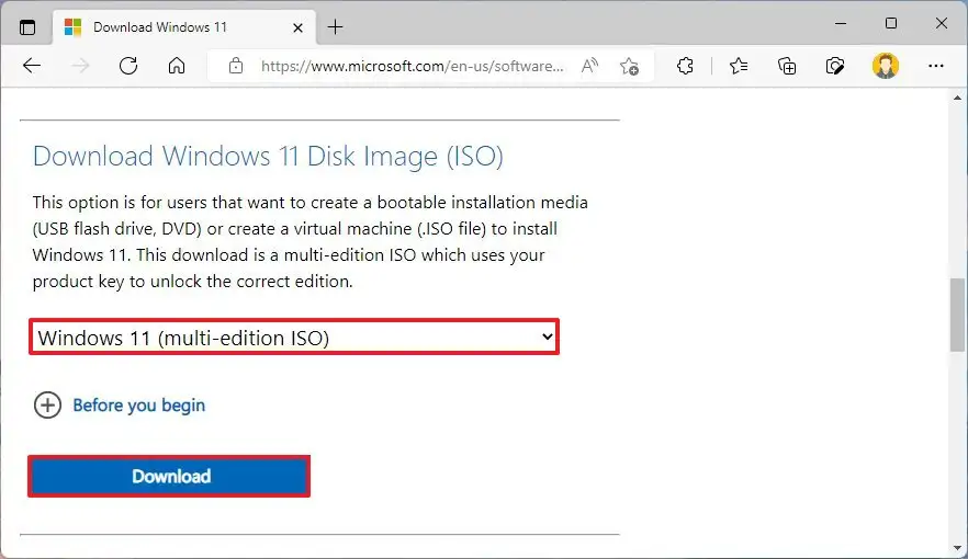 Téléchargement ISO de Windows 11