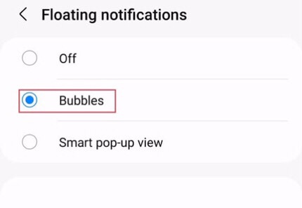 Pour activer les notifications par bulles sur Android 12, sélectionnez donc « Bulle » dans le menu Notifications flottantes.