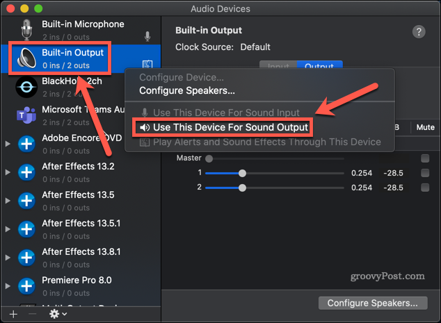 réinitialiser l'audio interne mac