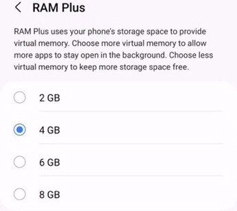 Ici, vous pouvez activer RAM Plus sur votre téléphone Samsung