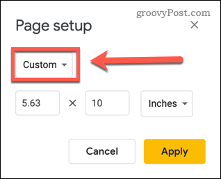 Définition d'une dimension de présentation Google Slides personnalisée