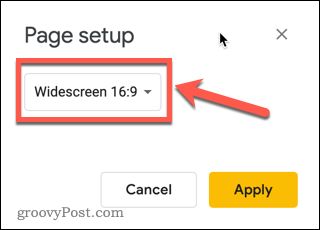 configuration des proportions dans Google Slides