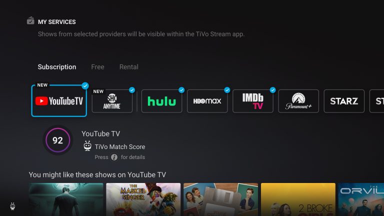 YouTube TV sur TiVo Stream Nouvelle intégration