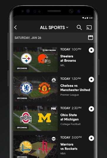 Icône de diffusion sur l'application fuboTV