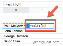 Utilisation de la fonction SPLIT dans Google Sheets