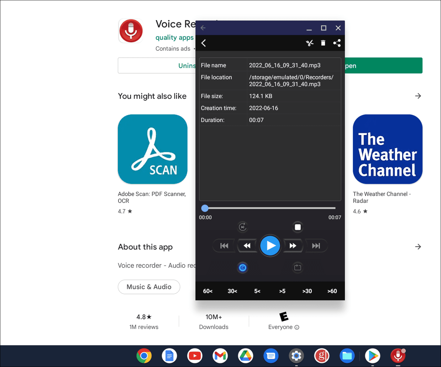 application d'enregistrement vocal