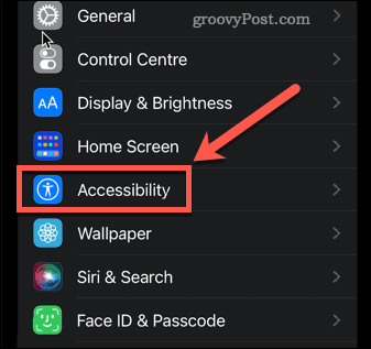 menu d'accessibilité de l'iphone