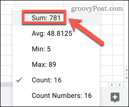 Trouver la somme des cellules sélectionnées dans Google Sheets
