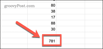 Valeur SOMME dans Google Sheets