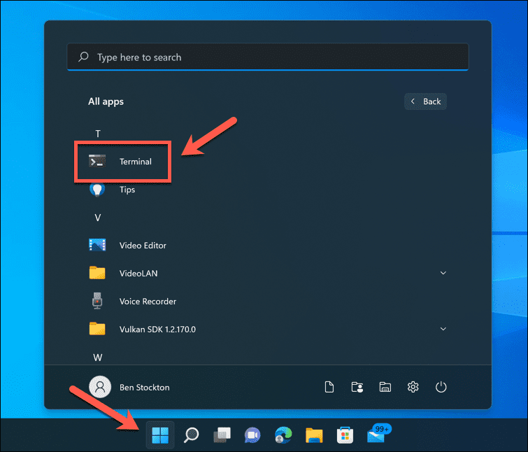 Ouvrez le terminal sur Windows 11