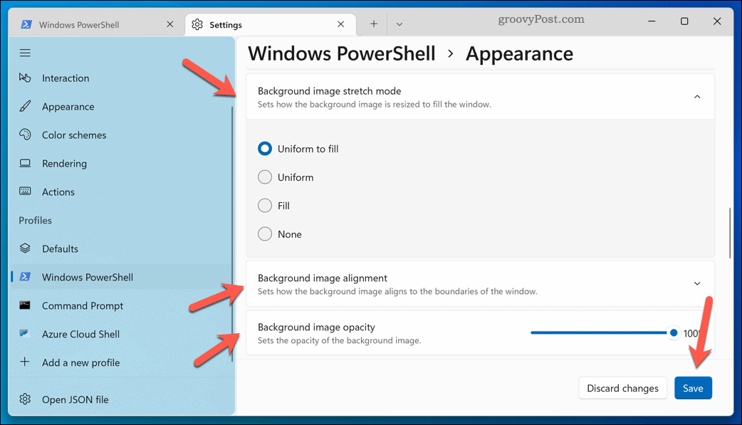 Changer l'arrière-plan dans Windows Terminal