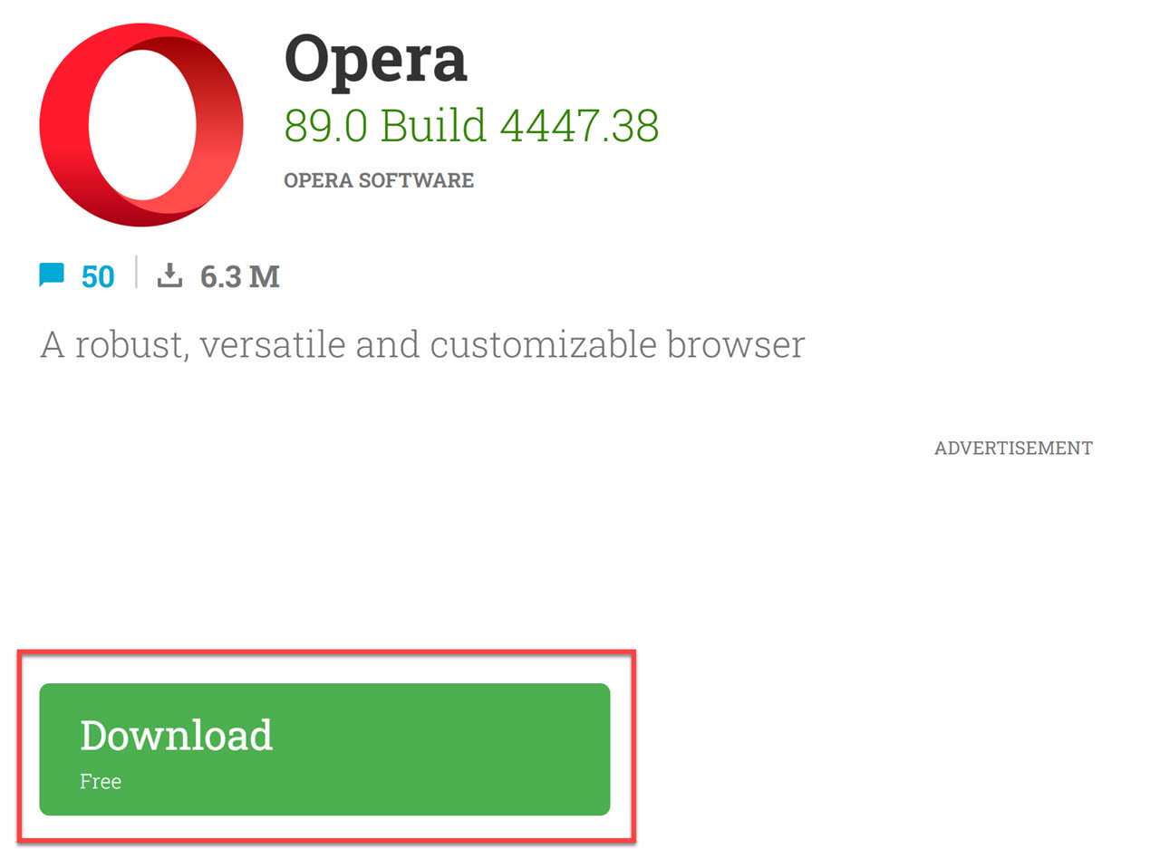 Télécharger Opera à partir de sites Web tiers