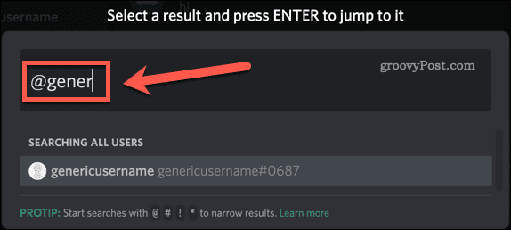 nom d'utilisateur de type discord