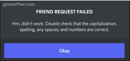 la demande d'ami discord a échoué