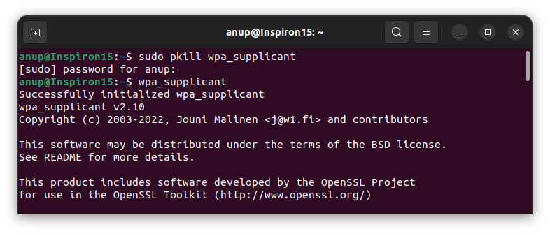 sudo pkill wpa suppliant