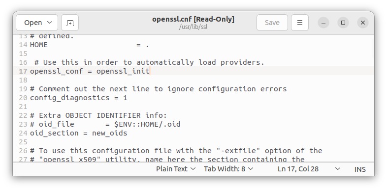 fichier de configuration openssl