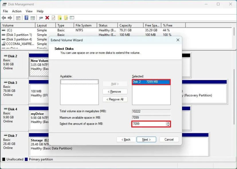 Augmenter la taille de la partition sur Windows 11