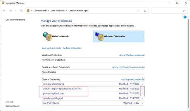 github-credentials-windows