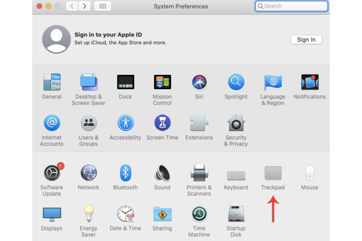 Le paramètre Souris sur Mac.