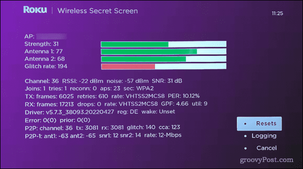 menu wifi roku