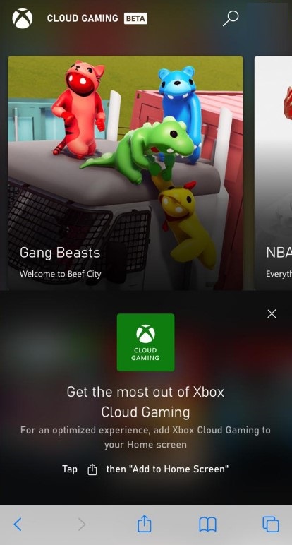 Page d'accueil des jeux en nuage Xbox