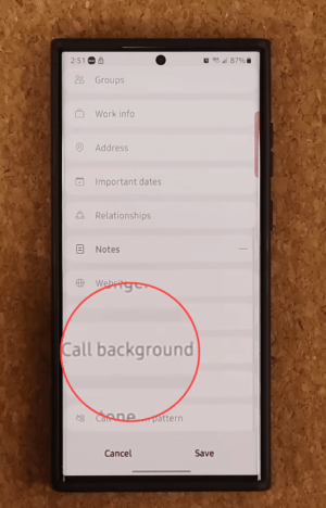 Comment définir l'arrière-plan d'un appel pour un contact [Samsung One UI 5.0]