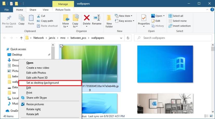L'explorateur de fichiers change l'arrière-plan du bureau