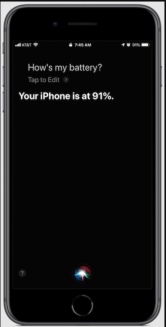 Demander à Siri d'afficher le pourcentage de batterie sur l'iPhone 