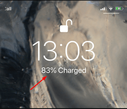 Chargement de l'iPhone pour le pourcentage de batterie