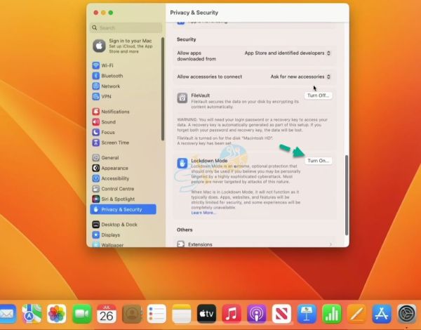 Comment activer le mode de verrouillage sur macOS Ventura 13 pour Mac