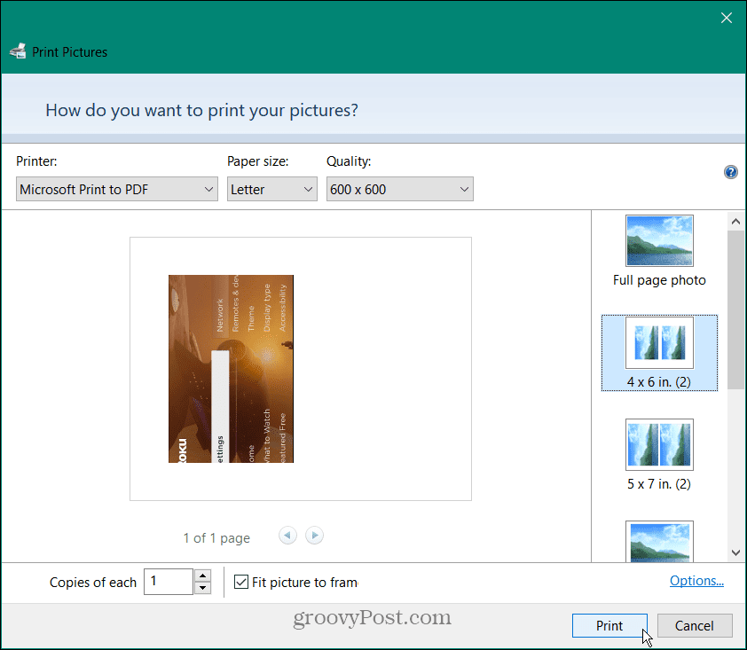 imprimer l'image au format PDF
