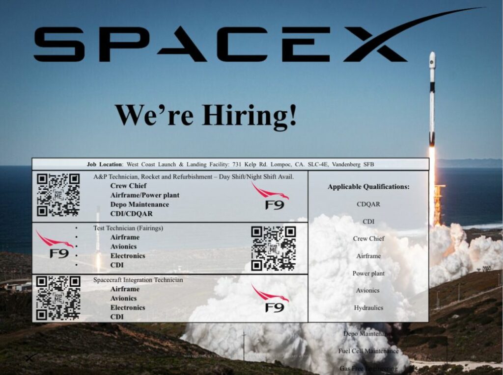 SpaceX double ses lancements californiens : recrutement massif Vandenberg